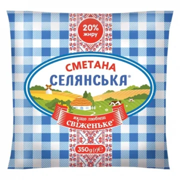 Сметана "Селянська" 350г 20% (пл.)