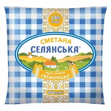 Сметана "Селянська" 350г 15% (пл.)